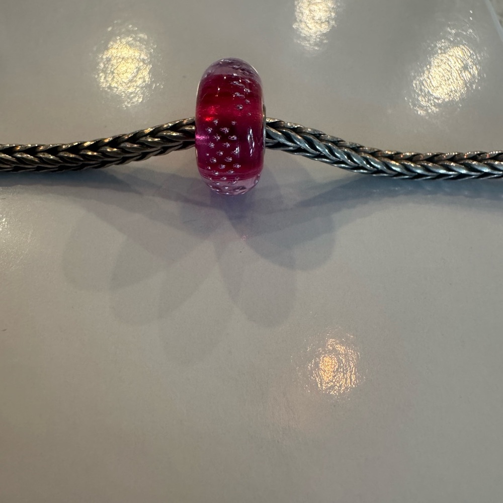 Trollbead Pink Glass Bead (bracelet not included)